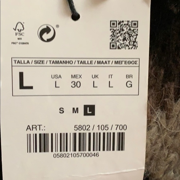 NWT. Zara Oversized Knit Jacquard Cardigan Size L. - Picture 7 of 7